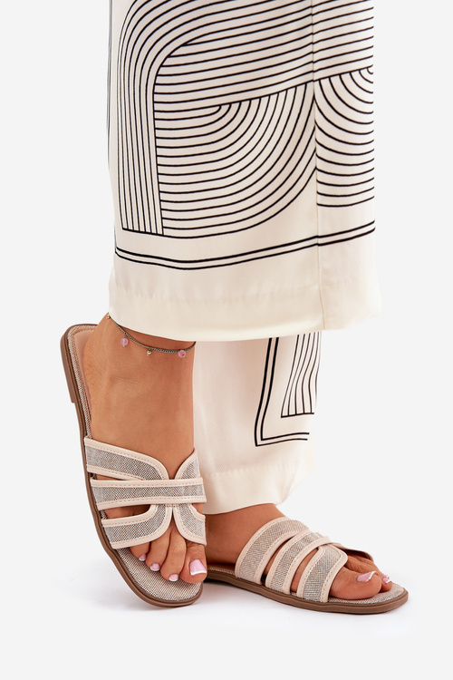 Klasické Dámske Ploché Sandále Béžové Scazze