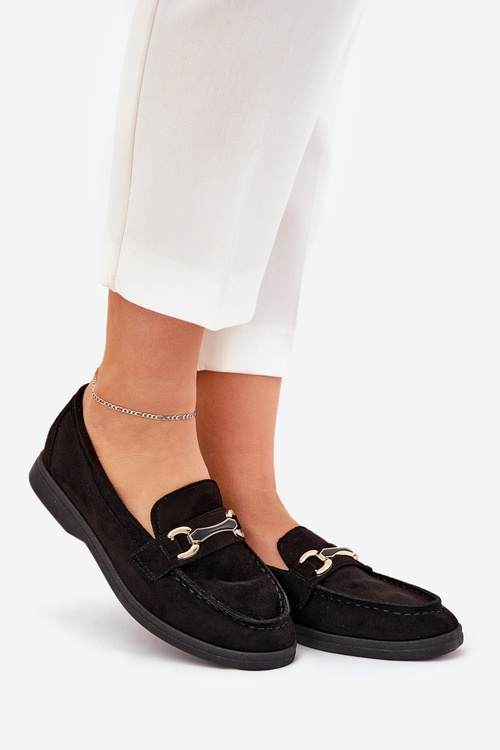 Dámské mokasíny se zlatým detailem černé Labirae