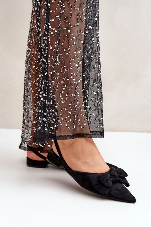 Baleríny S Špicatými Prstami A Mašľou Čierne Lotiara