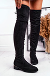 Dámské Kozačky Přes koleno Eko-semiš Černé Dove