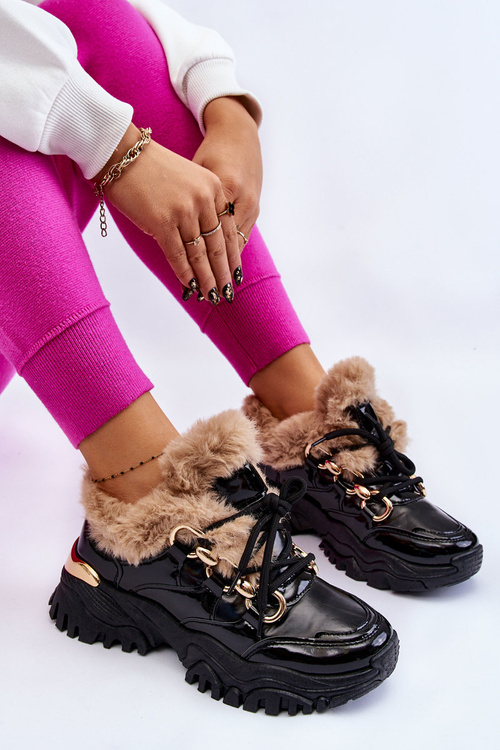 Dámské zateplené sportovní boty Šněrovací cerné Kerberos