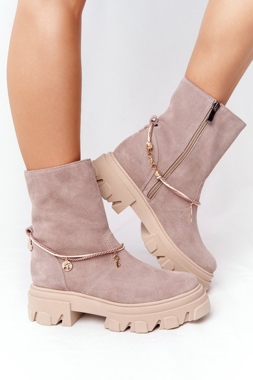 Semišové Boty Workery Lewski Shoes 3006-0 Béžové