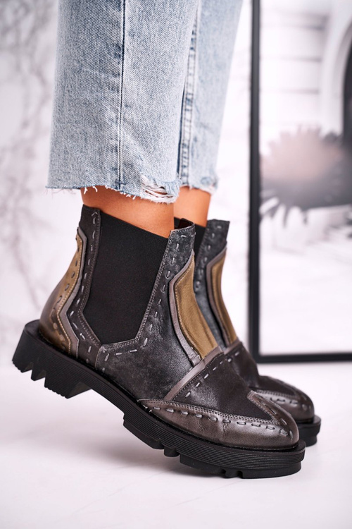 Dámské Boty Maciejka Kožené Šedé 04634-03