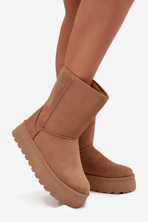 Dámske Zimné Topánky S Teplým Kožúškom Hnedé Abrams