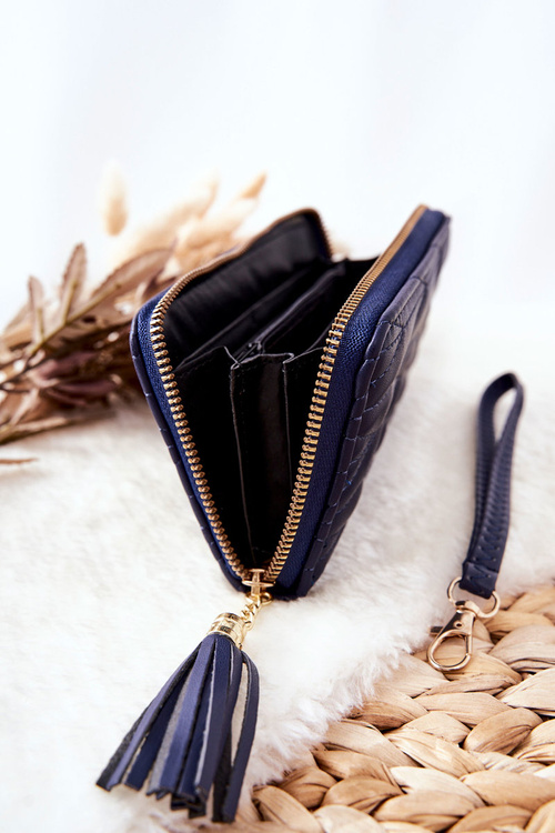 Veľká prešívaná peňaženka s námornícky modrý remienok