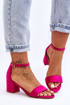 Semišové klasické sandály na nízkém podpatku Fuchsie Honeymoon
