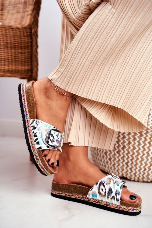 Ženské papuče veľké hviezdy kovové vzory DD274127