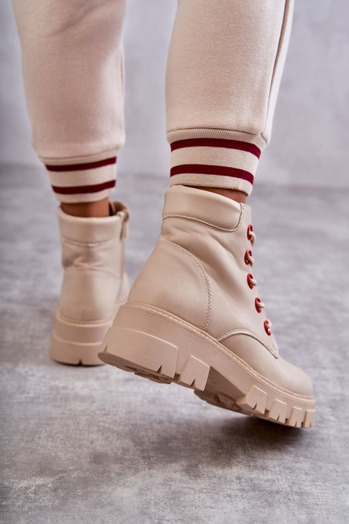 Kožené Boty Pracovníci Na Zipu béžove Messa