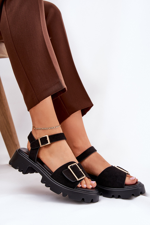 Eko Semišové Sandále Dámske S Prackou Čierne Gofielle