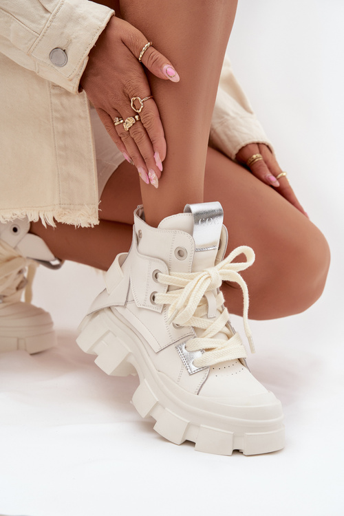 Kožené zateplené sportovní boty GOE SS2N4055 bílé