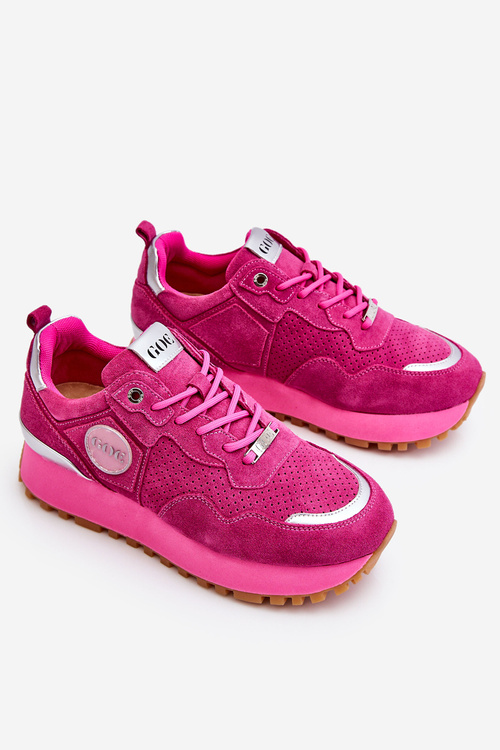 Dámské semišové sportovní boty na platformě GOE LL2N4002 Fuchsia