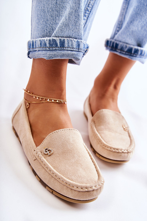 Ženské semišové béžové mokasy