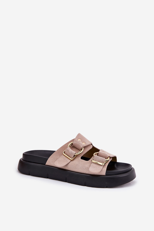 Dámské Sametové Sandały S Dekorativními Přezkami Big Star RR274659 Světle Růžové