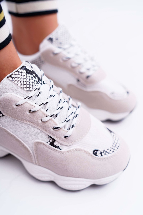 Dámske športové semišové topánky biele hadie kožené lízanky