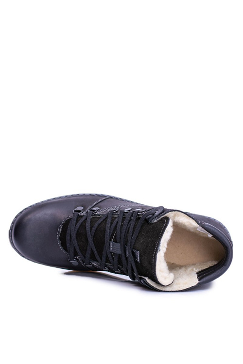 Pánské kožené vysoké boty Teplé černé Komodo 733