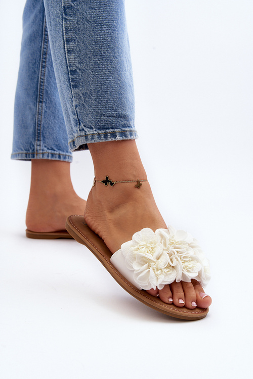 Dámské Pantofle S Květinami Bílé Eelfan