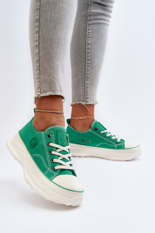 Dámske tenisky na masívnej podrážke Big Star NN274130 Zelené