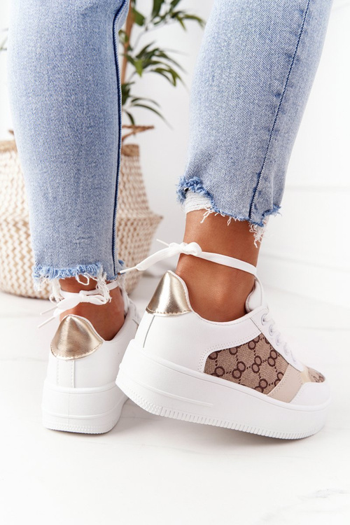 Tenisky Športové topánky na bielej a zlatej platforme Allisone