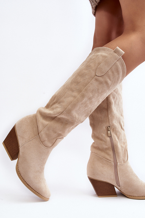 Dámské kovbojské kotníkové boty na podpatku Světlá sloana