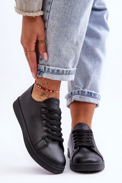 Dámske kožené klasické čierne neobmedzené tenisky