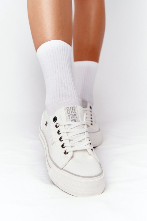 Dámské Tenisky Na Vysokou Podrážkou BIG STAR HH274052 Bile