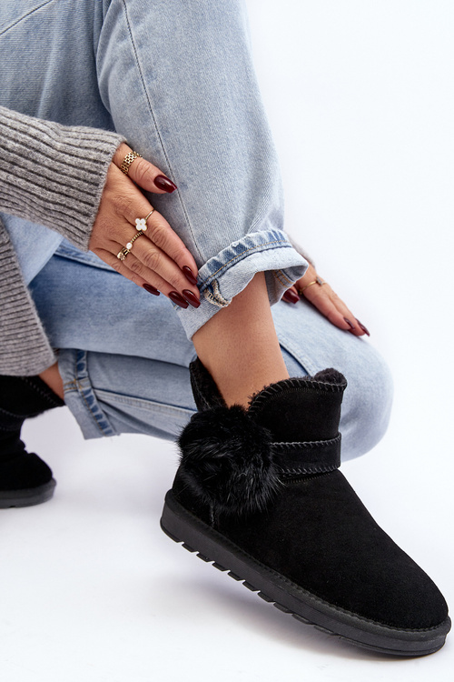 Dámské zimní boty ze semiše se výřezy černé Eraclio