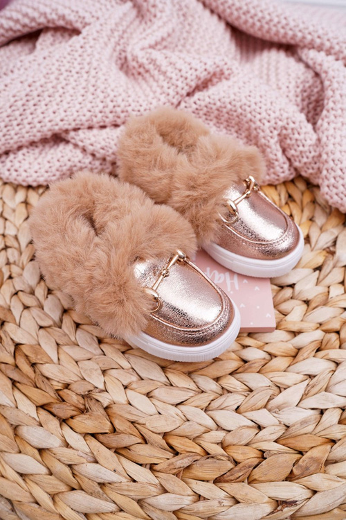 Detské tenisky s kožušinou izolovanou šampanskou Grendy