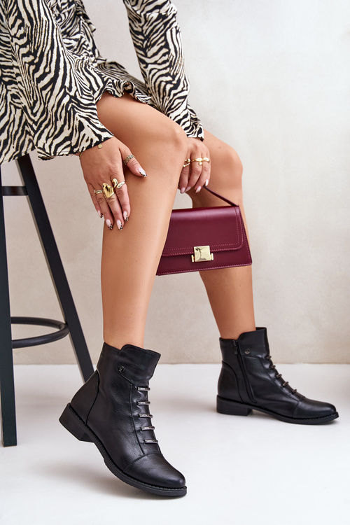 Zateplené dámské boty na plochém podpatku černé Labise