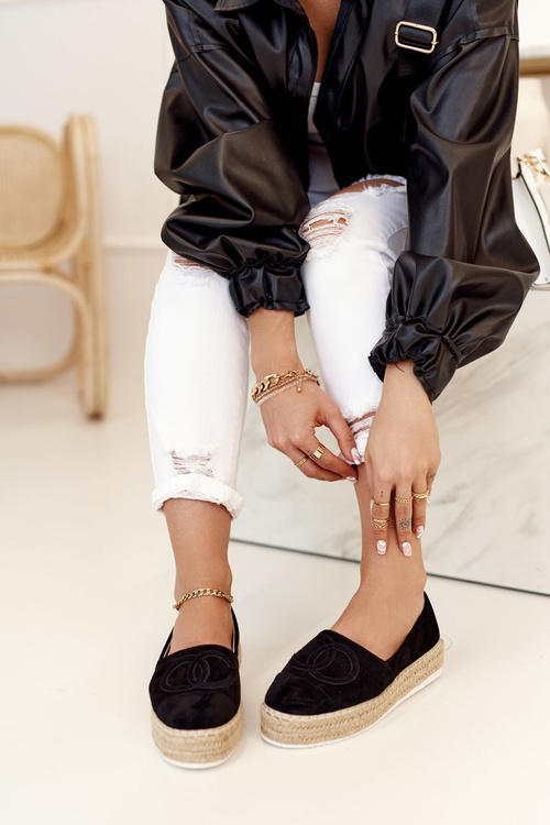 Dámske espadrilles na slamy Platform Black Febi
