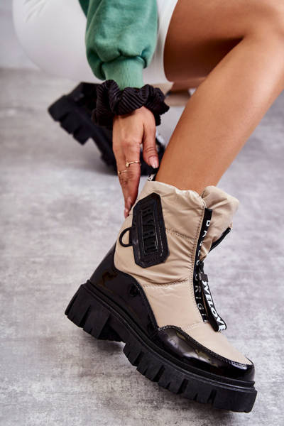 Dámské  teplé sněhule se zipem béžové a černé Marit