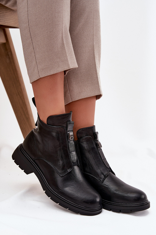 Zateplené dámské boty na zip s ozdobným detailem Černé Roselle