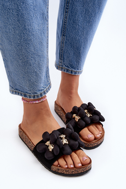 Čierne dámske sandále s ozdobami Bunlia