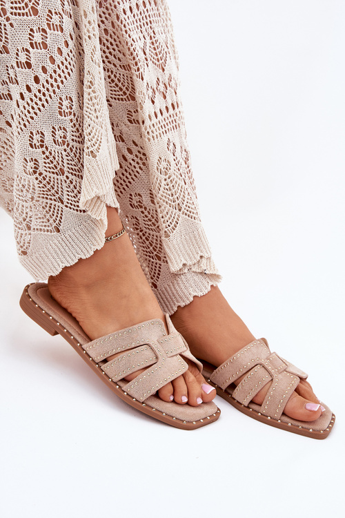 Ozdobené Ploché Sandále Khaki Anniles