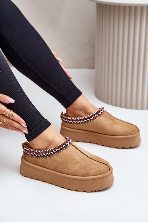 Nízké dámské sněhule s výšivkou na platformě Camel Narirya