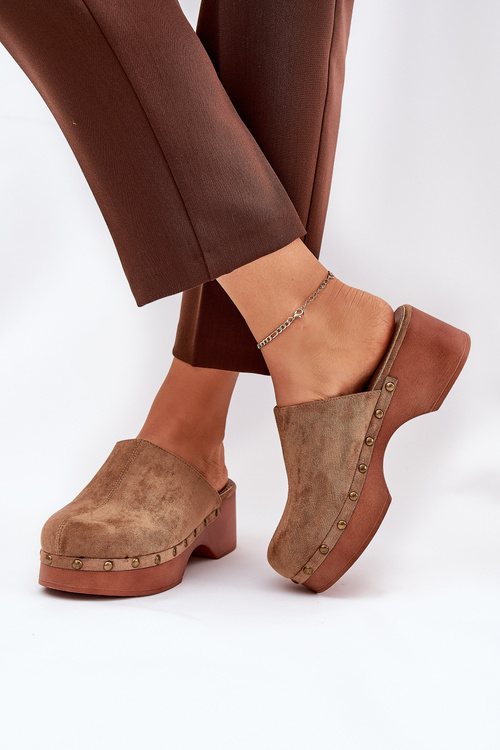 Dámske Papuče S Hrotmi Eko Semišové Camel Ellason