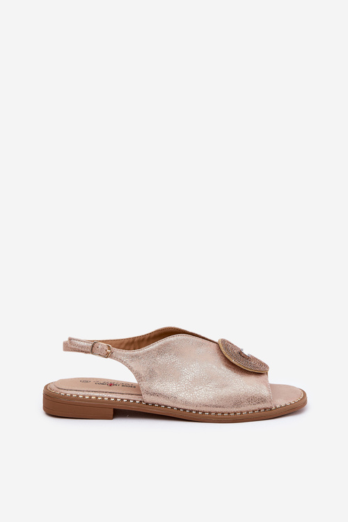 Lesklé Dámske Sandále S Dekoratívnym Detailom S.Barski KV51-012 Ružové Zlato