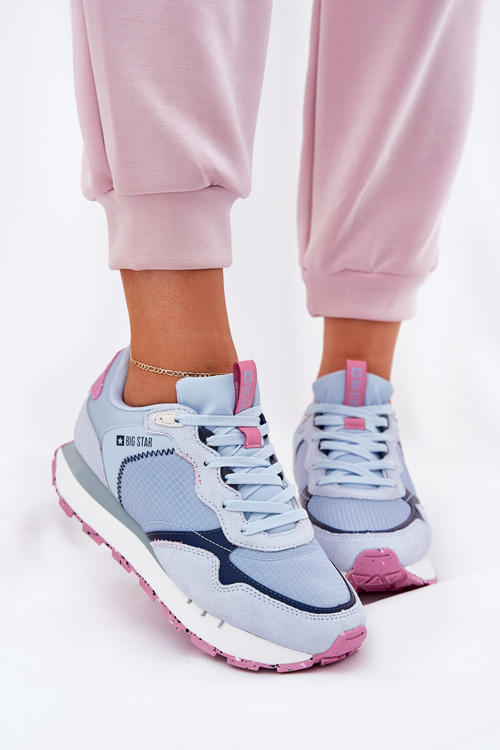 Semišové Ľahké Športové Topánky Pre Ženy Big Star RR274236 HI-POLY SYSTEM Modré