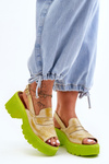 Kožené sandály na podpatcích a platformě Maciejka 06039-07 žlutá
