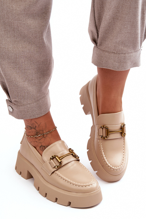 Dámske topánky Loafer s dekoráciou Beige Peuria