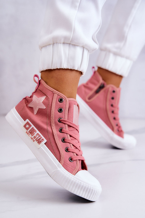 Klasické vysoké tenisky veľká hviezda jj274382 ružová