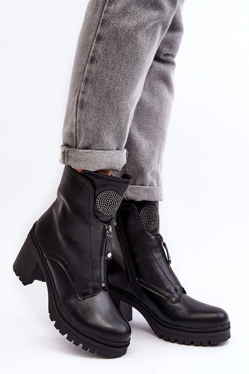 Dámské kožené botky s džety černé Rosie