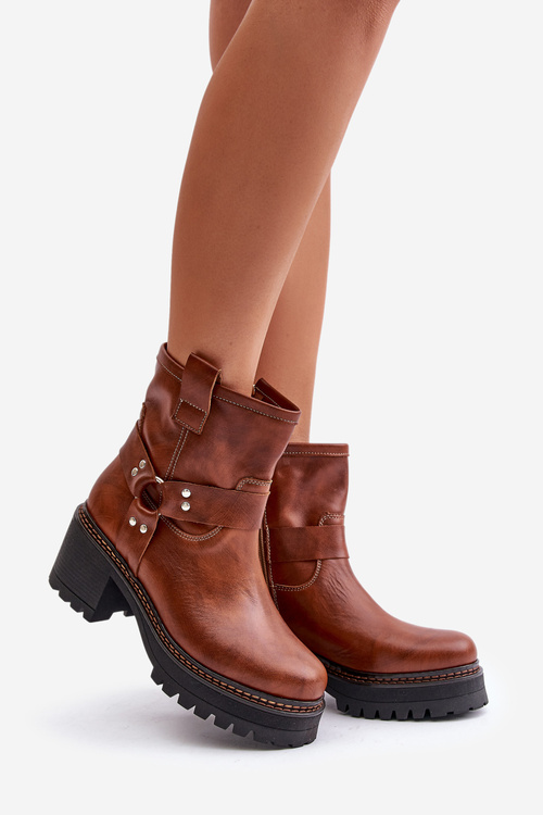 Dámské Kožené Botky Na Zip Hnědé Lewski 3435