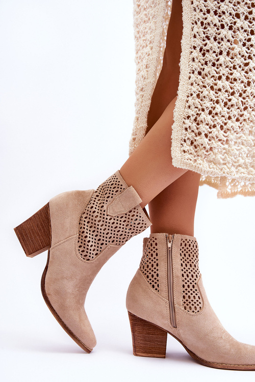 Dámske semišové kovbojské topánky na béžovej béžovej Norvelke