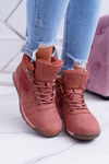 Dámska trekkingová ružová izolovaná topánky s ovčím kabátom