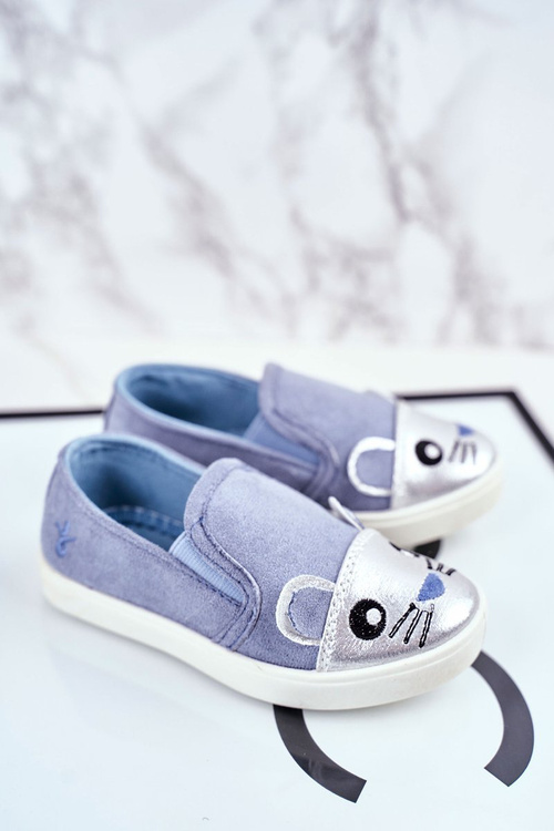 Dětská Obuv Tenisky Slip On s Myší Modré Candys