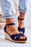 Veenus Navy Blue Wedges Dámske sandále
