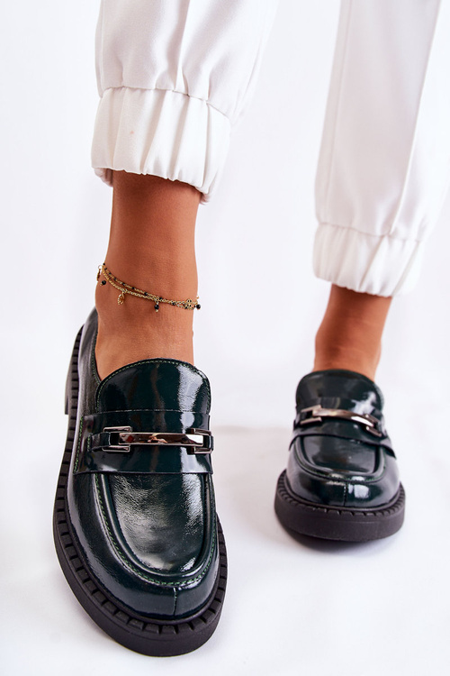 Maľované topánky so striebornou dekoráciou zeleným lemarom Hestillom