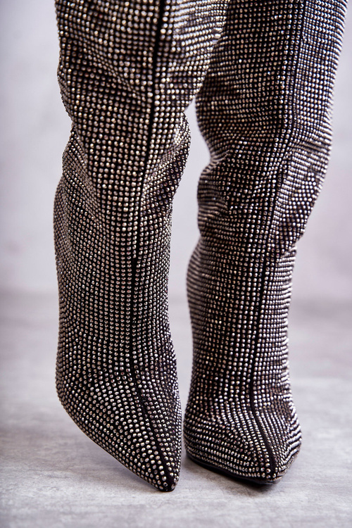 Módne topánky na vysokom podpätku s kubickými zirkónmi