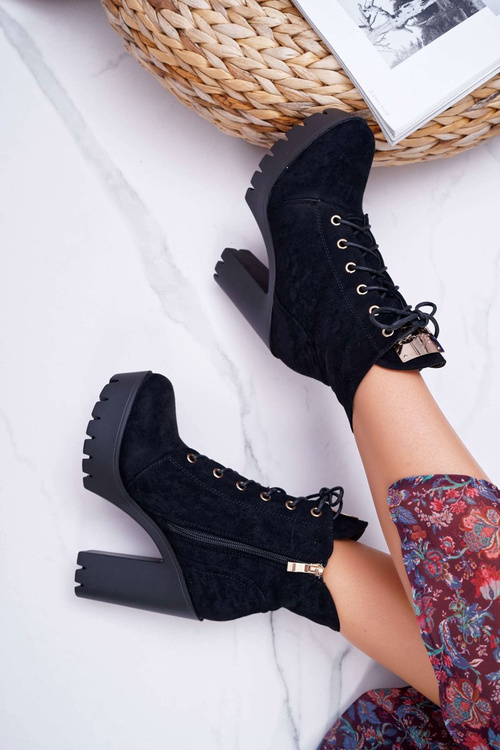 Dámské černé vysoké kotníkové boty semišové Grunge Midow