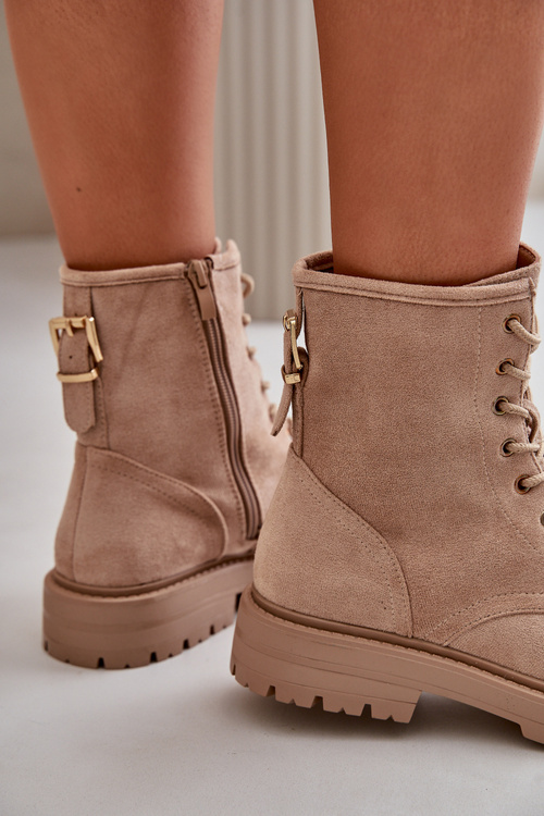 Dámské pracovní boty zateplené na zip eko semišové béžové Mardia